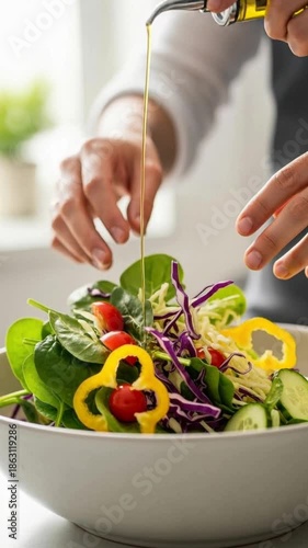 woman preparing salad