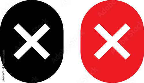 Two circular buttons with cross symbols
