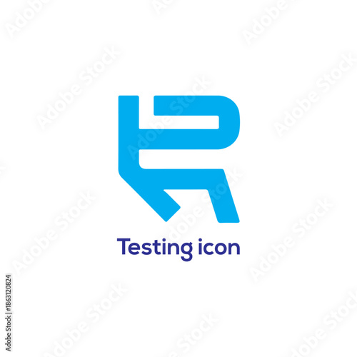 Abstract blue testing icon logo, modern QA symbol for software quality assurance, app validation, product inspection design concept illustration


