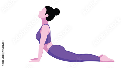 Woman practicing yoga in upward facing dog pose demonstrating flexibility and wellness