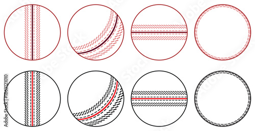 Cricket Ball Seam Pattern Circular Vector Illustration.