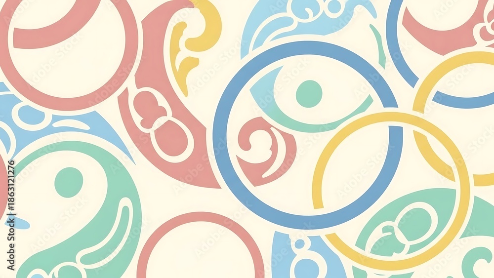 Fototapeta premium Colorful Abstract Pattern with Swirling Shapes.