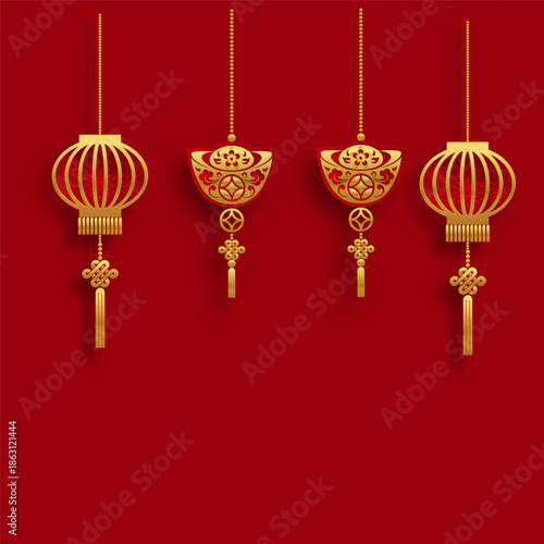 Festive decor elements for Lunar New Year