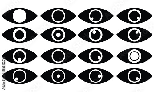 Eye icon set.  Eyeball for observe symbol, Eyes open vector icon set. Eyesight symbol, eps10. Vector illustration. 
