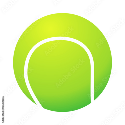 Minimal green tennis ball icon with smooth gradient and clean lines, modern flat design suitable for sports apps, logos, fitness branding, and recreational graphics
