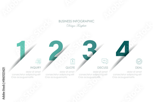 Circle sales Process with 4 steps, vector template with icons and numbers