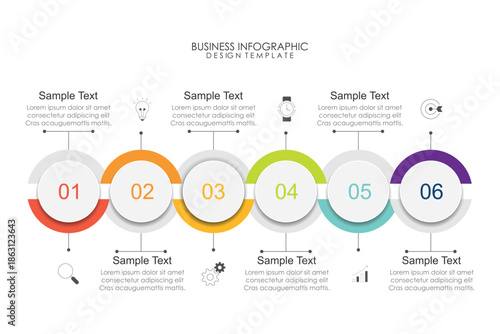 Business road map timeline infographic concept. with icons and 5, 7 options, Corporate milestones graphic elements. workflow layout, diagram, report, web design. Creative, vector	
