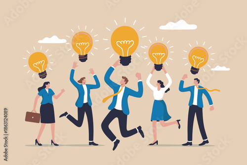 Business team generating creative ideas and finding innovative solutions for success