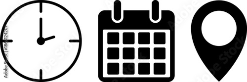 Time, date, and location icons