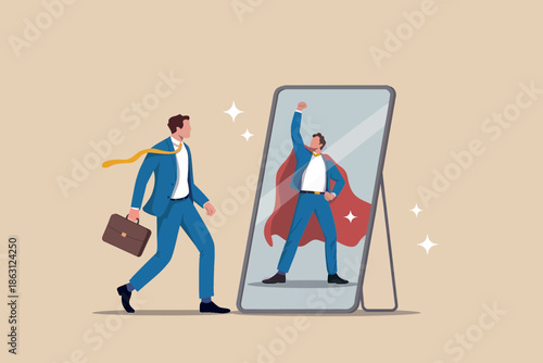 A businessman discovers his hidden potential and inner superhero while looking in the mirror