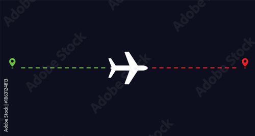 Air travel path illustration vector.