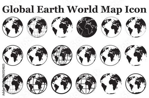 Global Earth World Map Icon Bundle