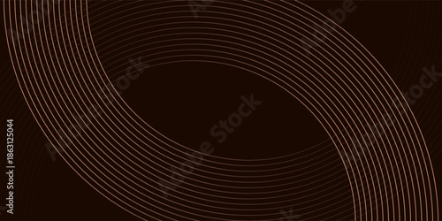 3D brown lines techno abstract background overlap layer on dark space with circles shapes effect decoration. Modern graphic design element stripes style concept for web banner, card, eps10