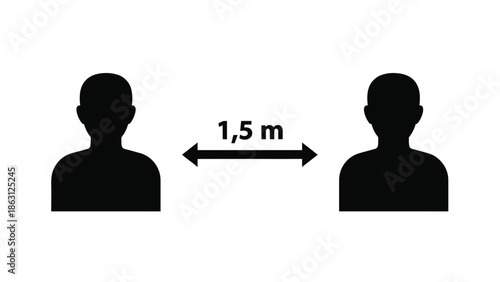 Social distancing guidelines two figures demonstrating the recommended one point five meter separation
