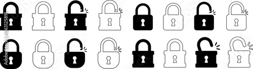 Collection of various lock icons