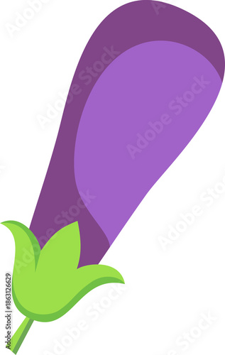 Картината върху платно Vibrant purple eggplant with fresh green calyx showcases autumn harvest, healthy eating, culinary delight