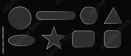  glass elements with liquid morphism effect for ui design and modern interfaces.