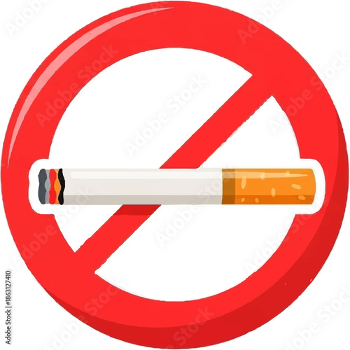 Red prohibition symbol with a cigarette across it, signifying no smoking allowed