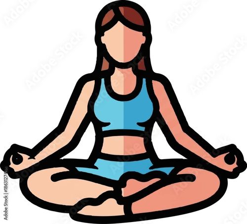 Person sitting in lotus pose, meditating, wearing athletic attire