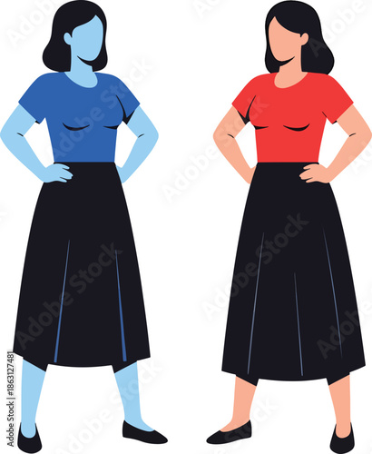 Modern women fashion empowerment concept flat vector