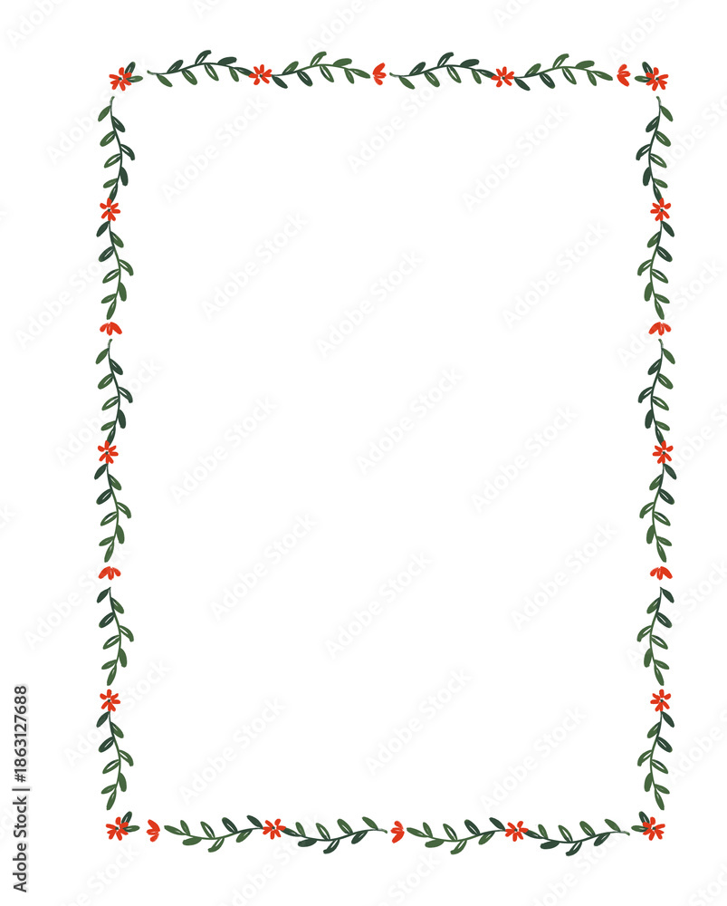 Obraz premium Beautiful Christmas frame in old vintage retro style. Ready to use Xmas clip art. Hand drawn new year print for invitation cards.