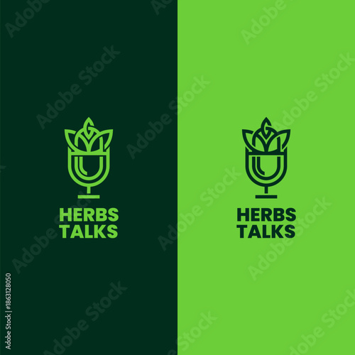 podcast mic with capsules and leaves for traditional health talk logo and health services