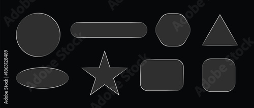  glass elements with liquid morphism effect for ui design and modern interfaces.