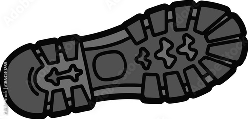 Sole of a heavy-duty boot with a distinct lug pattern for traction