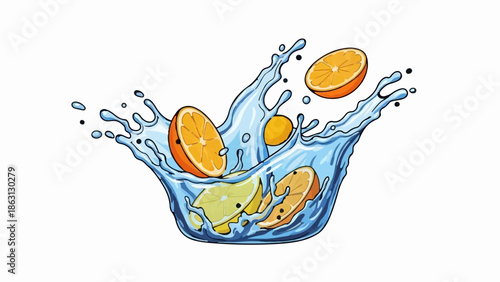 Splashing citrus fruit in water