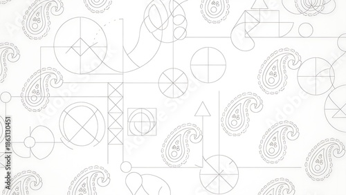 Technical Drawings and Diagrams on White Background.