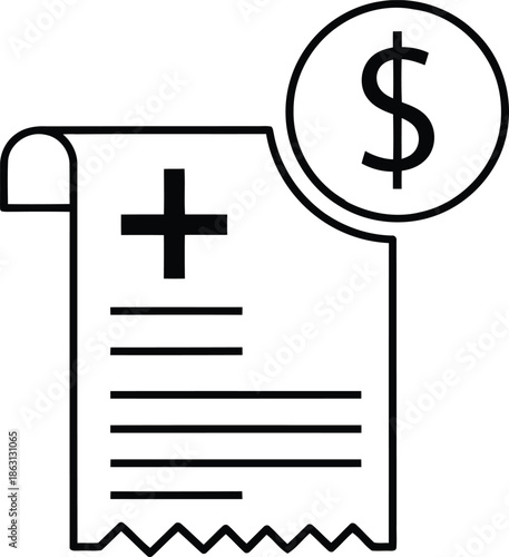 Medical bill with dollar sign indicating cost