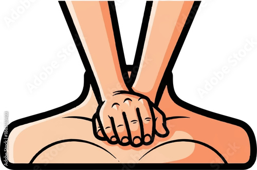 Hands massaging the back of the neck, a stylized illustration