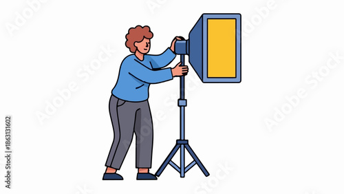 Person adjusting a photography light
