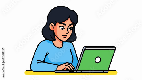 Person at laptop with focused expression