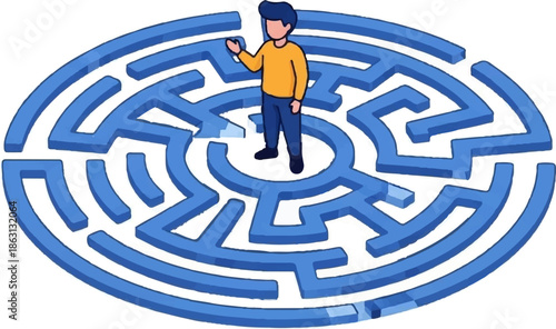 Person in a blue maze