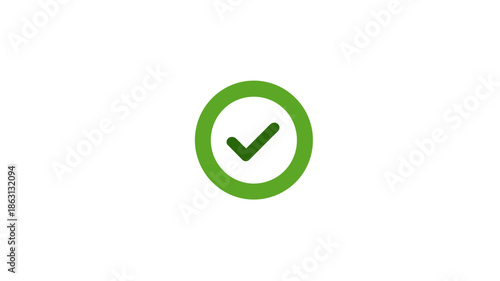 Green checkmark icon in a circle on white background, symbolizing approval, success, completion, and validation.