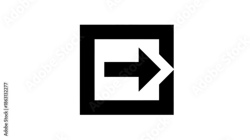 Black exit icon, logout symbol, arrow pointing right from square, user interface element, web button, log off graphic