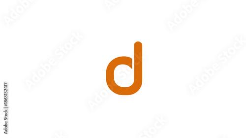 Orange lowercase letter d isolated on white background. Simple typographic graphic element for design and communication.