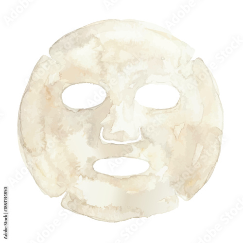 Watercolor-style face mask and face pack illustrations