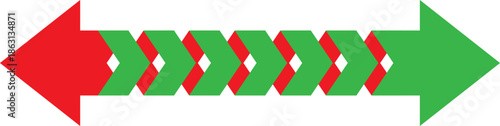 Sequential arrows in red and green