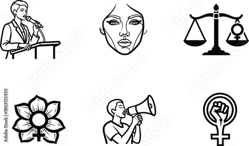 feminist icons and signs for equality and justice
