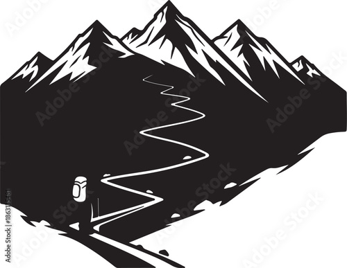 Hiker walking on a mountain trail