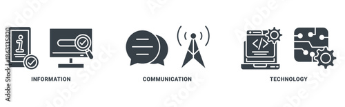 ICT icon set vector illustration concept for information and communications technology 
