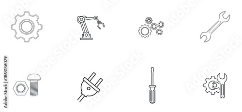 hand drawn vector illustration of a set of tools