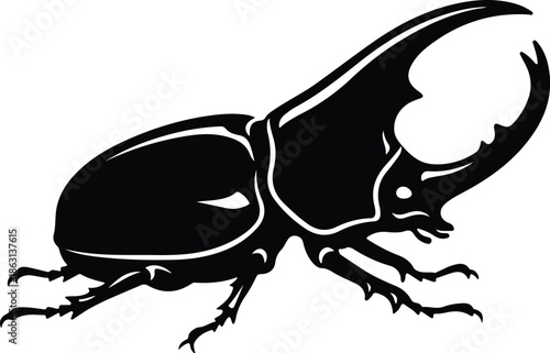 Tableau sur toile Hercules Beetle Silhouette Vector Illustration