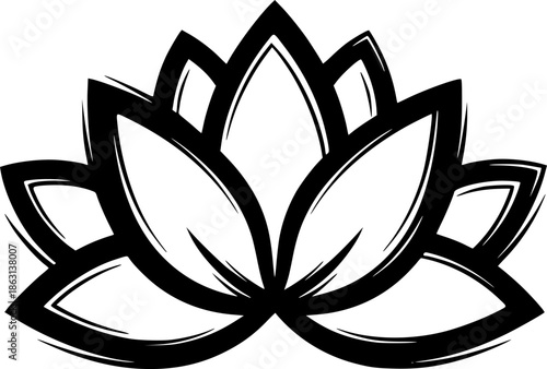 Stylized lotus flower emblem with artistic brushstroke detailing
