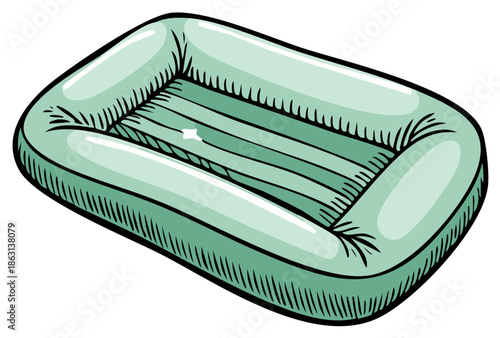 Inflatable Mint Green Raft Vector Illustration Floating Recreation Vacation Summer Fun Relaxation