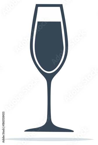 Minimalist vector icon of a classic champagne flute filled with sparkling beverage for celebrations