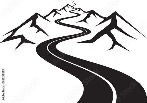 Winding road through mountains