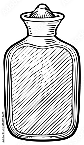 Vintage Hot Water Bottle Illustration